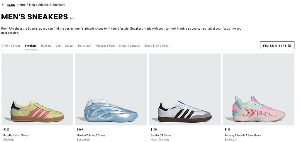 ecommerce category page