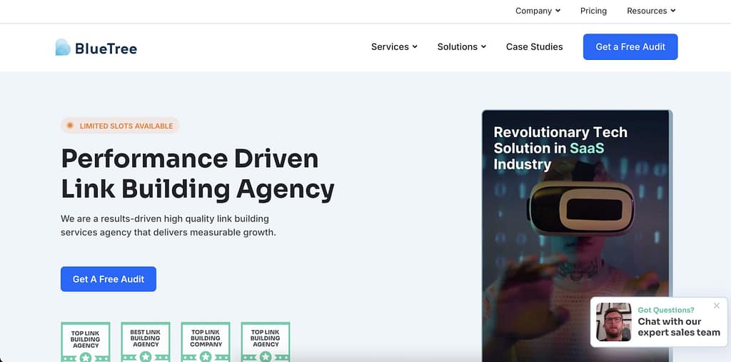 bluetree digital pr homepage