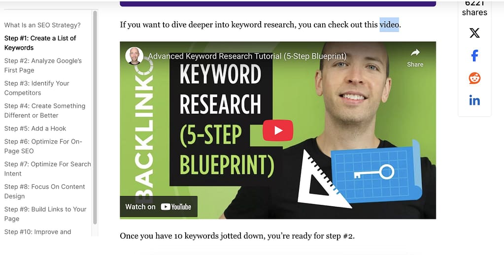 youtube embed in blog example