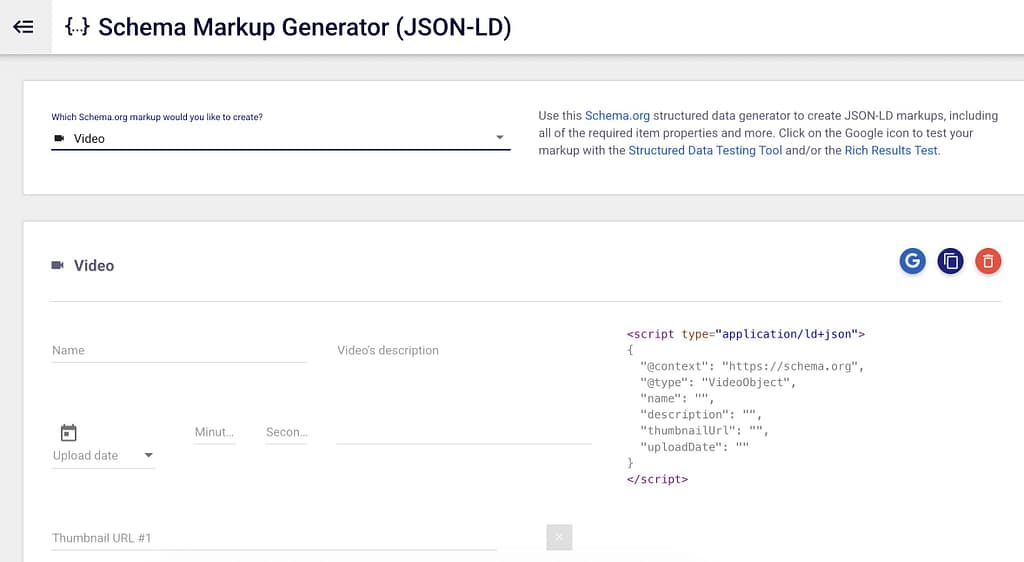 video schema generator